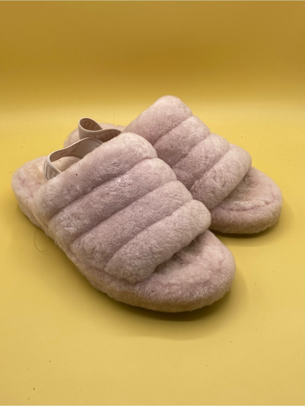UGG Women's Pink Quilted Faux Shearling Slide Slippers